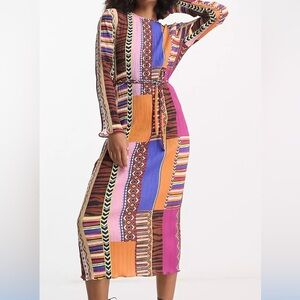 Never Fully Dressed Azora Plisse Midi Dress ASOS Size:L EUC